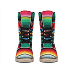 Colorful Mexican Blanket Pattern Print Winter Boots