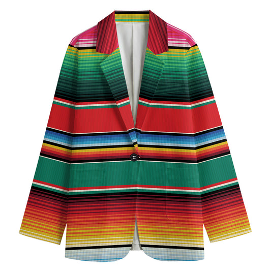 Colorful Mexican Blanket Pattern Print Women's Blazer