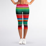 Colorful Mexican Blanket Pattern Print Women's Capri Leggings