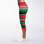 Colorful Mexican Blanket Pattern Print Women's Capri Leggings