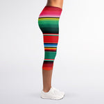 Colorful Mexican Blanket Pattern Print Women's Capri Leggings