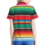 Colorful Mexican Blanket Pattern Print Women's Polo Shirt