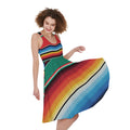 Colorful Mexican Blanket Pattern Print Sleeveless Knee Length Dress