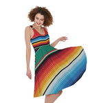 Colorful Mexican Blanket Pattern Print Women's Sleeveless Dress