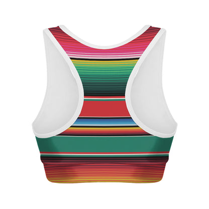 Colorful Mexican Blanket Pattern Print Women's Sports Bra
