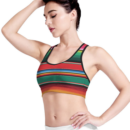 Colorful Mexican Blanket Pattern Print Women's Sports Bra