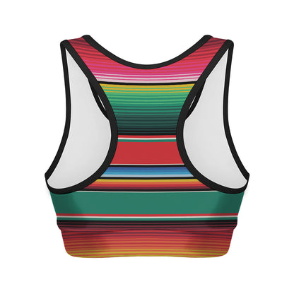 Colorful Mexican Blanket Pattern Print Women's Sports Bra