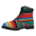 Colorful Mexican Blanket Pattern Print Padded Collar Lace Up Boots