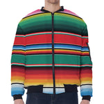 Colorful Mexican Blanket Pattern Print Zip Sleeve Bomber Jacket