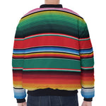 Colorful Mexican Blanket Pattern Print Zip Sleeve Bomber Jacket