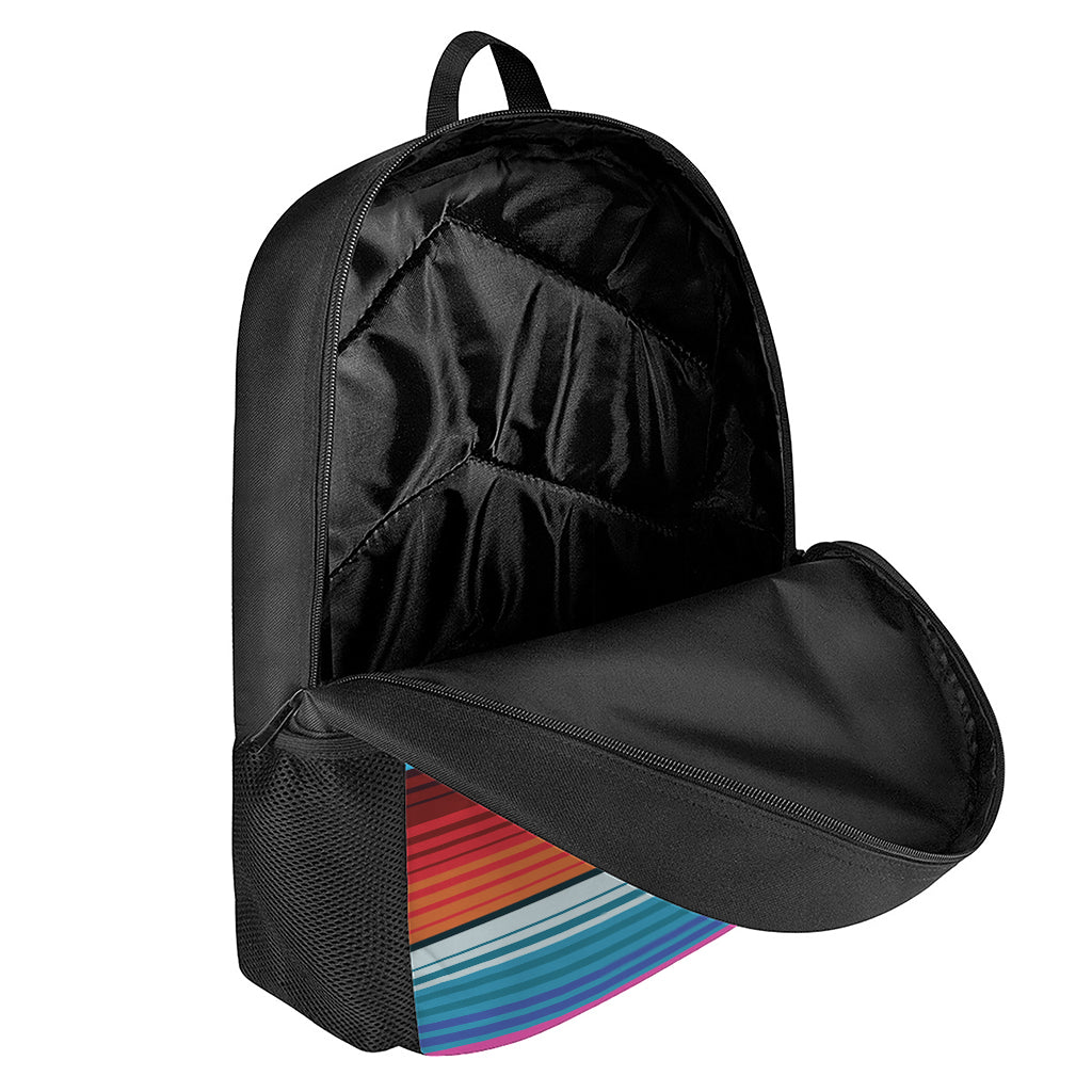 Colorful Mexican Blanket Stripe Print 17 Inch Backpack