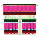 Colorful Mexican Blanket Stripe Print 3 Piece Kitchen Curtains