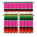 Colorful Mexican Blanket Stripe Print 3 Piece Kitchen Curtains