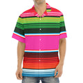 Colorful Mexican Blanket Stripe Print Aloha Shirt