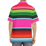 Colorful Mexican Blanket Stripe Print Aloha Shirt