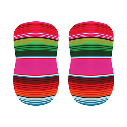 Colorful Mexican Blanket Stripe Print Bar Stool Covers