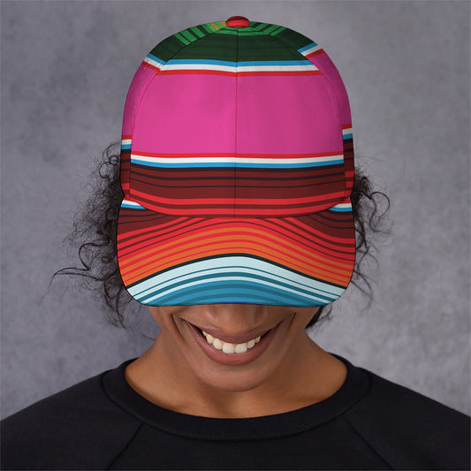 Colorful Mexican Blanket Stripe Print Baseball Cap