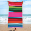 Colorful Mexican Blanket Stripe Print Beach Towel