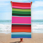Colorful Mexican Blanket Stripe Print Beach Towel