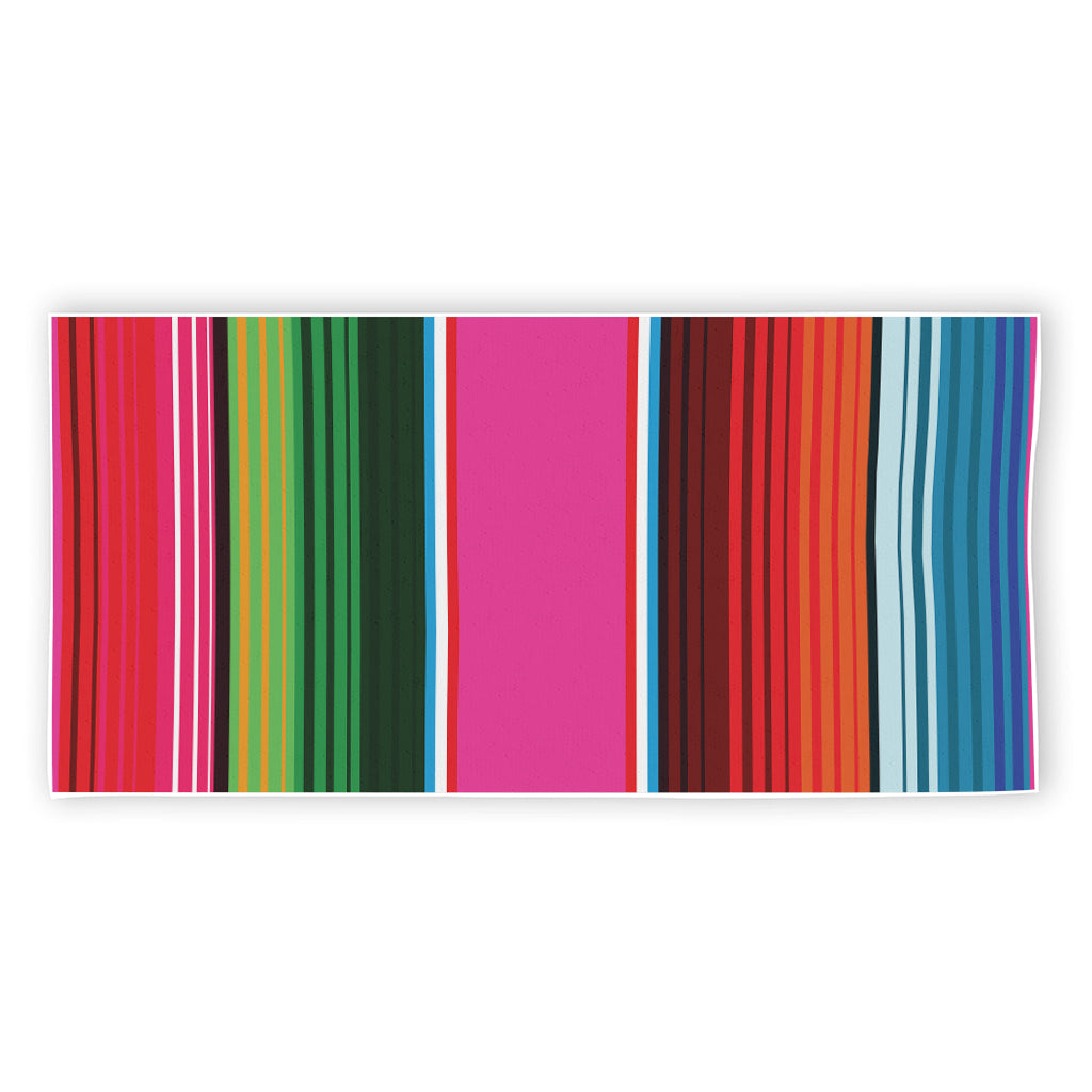 Colorful Mexican Blanket Stripe Print Beach Towel