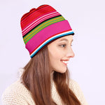 Colorful Mexican Blanket Stripe Print Beanie