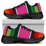 Colorful Mexican Blanket Stripe Print Black Chunky Shoes