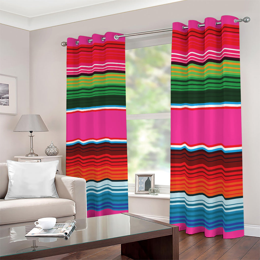 Colorful Mexican Blanket Stripe Print Blackout Grommet Curtains