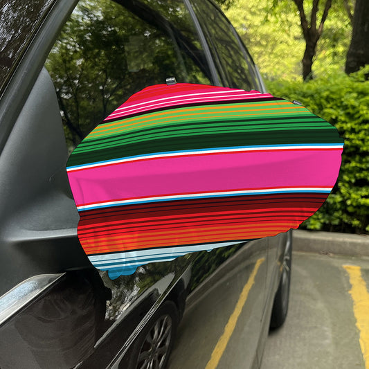 Colorful Mexican Blanket Stripe Print Car Side Mirror Covers