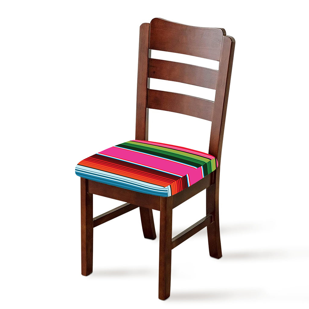 Colorful Mexican Blanket Stripe Print Chair Cushion Cover