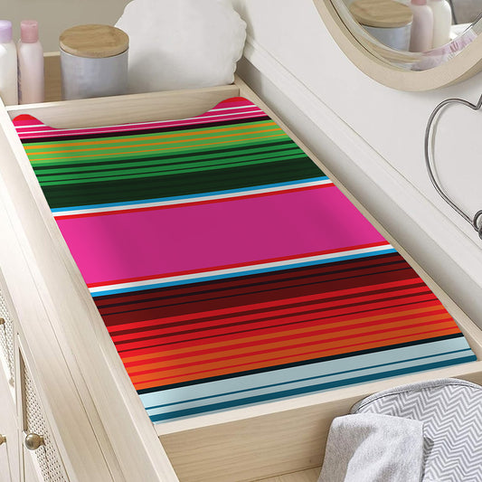 Colorful Mexican Blanket Stripe Print Changing Pad Cover