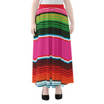 Colorful Mexican Blanket Stripe Print Chiffon Maxi Skirt