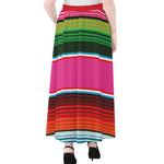 Colorful Mexican Blanket Stripe Print Chiffon Maxi Skirt