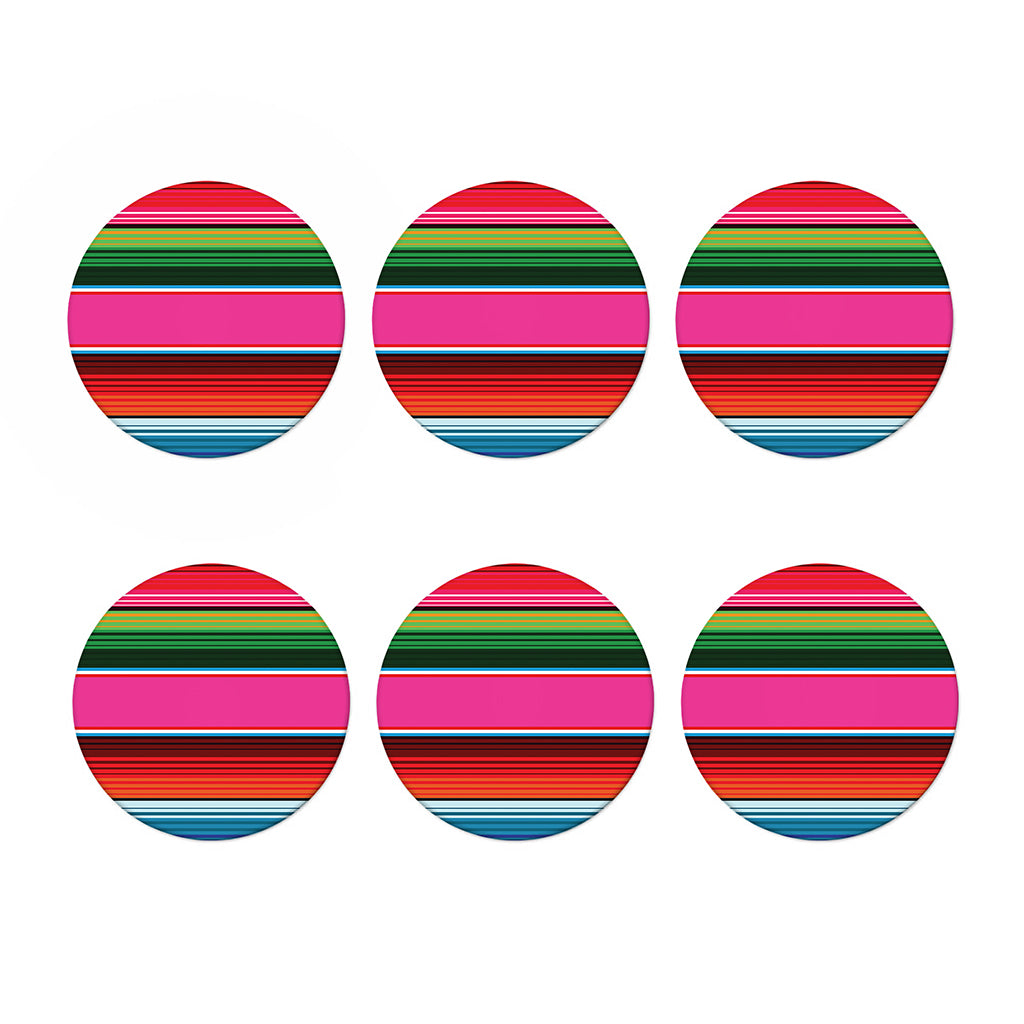 Colorful Mexican Blanket Stripe Print Coaster Set