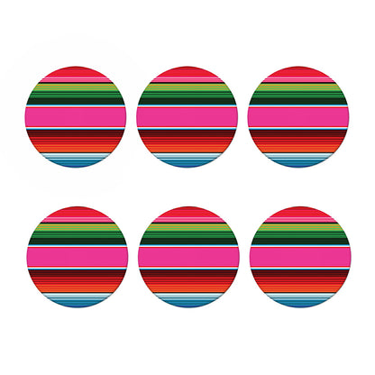 Colorful Mexican Blanket Stripe Print Coaster Set