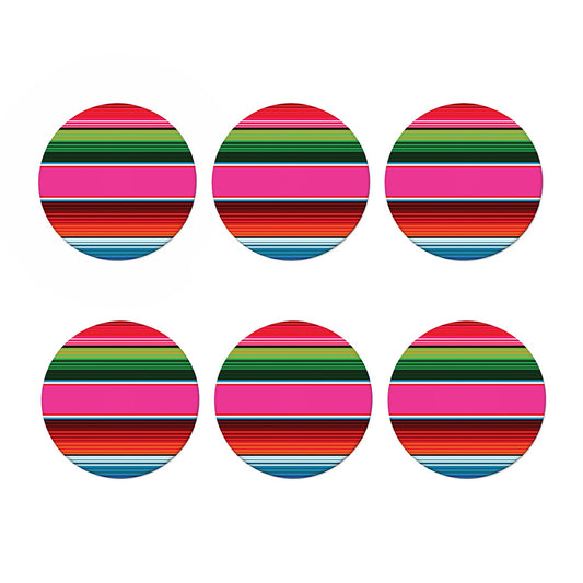 Colorful Mexican Blanket Stripe Print Coaster Set