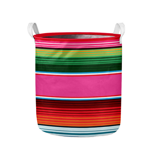 Colorful Mexican Blanket Stripe Print Collapsible Laundry Basket