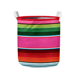 Colorful Mexican Blanket Stripe Print Collapsible Laundry Basket