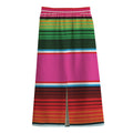 Colorful Mexican Blanket Stripe Print Cotton Front Slit Maxi Skirt