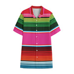 Colorful Mexican Blanket Stripe Print Cotton Hawaiian Shirt