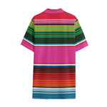 Colorful Mexican Blanket Stripe Print Cotton Hawaiian Shirt