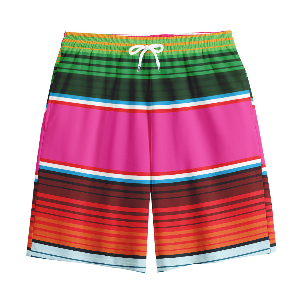 Colorful Mexican Blanket Stripe Print Cotton Shorts