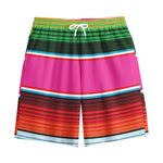 Colorful Mexican Blanket Stripe Print Cotton Shorts
