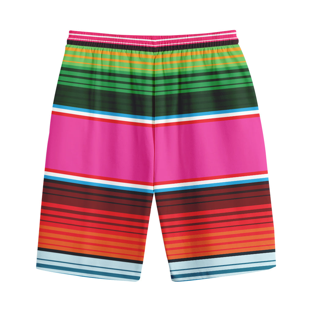 Colorful Mexican Blanket Stripe Print Cotton Shorts