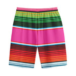 Colorful Mexican Blanket Stripe Print Cotton Shorts