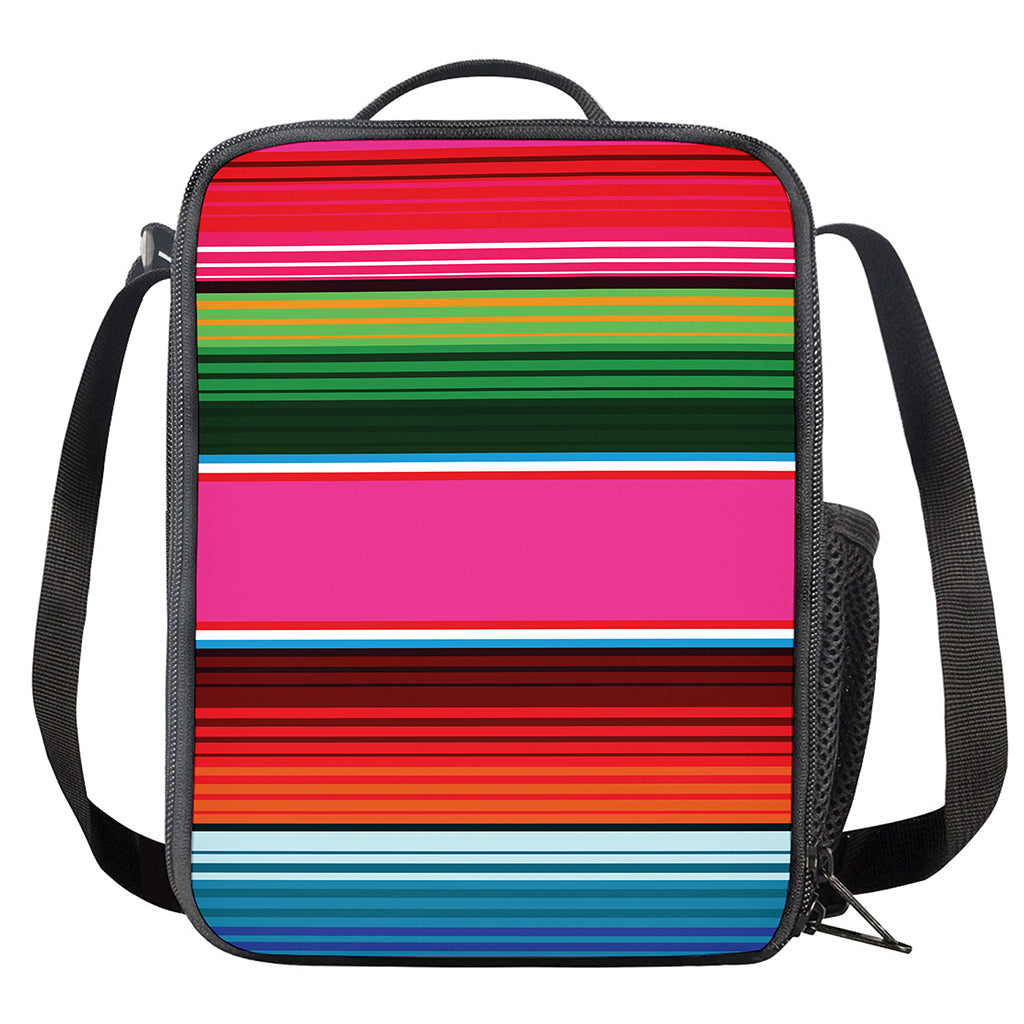 Colorful Mexican Blanket Stripe Print Crossbody Lunch Bag