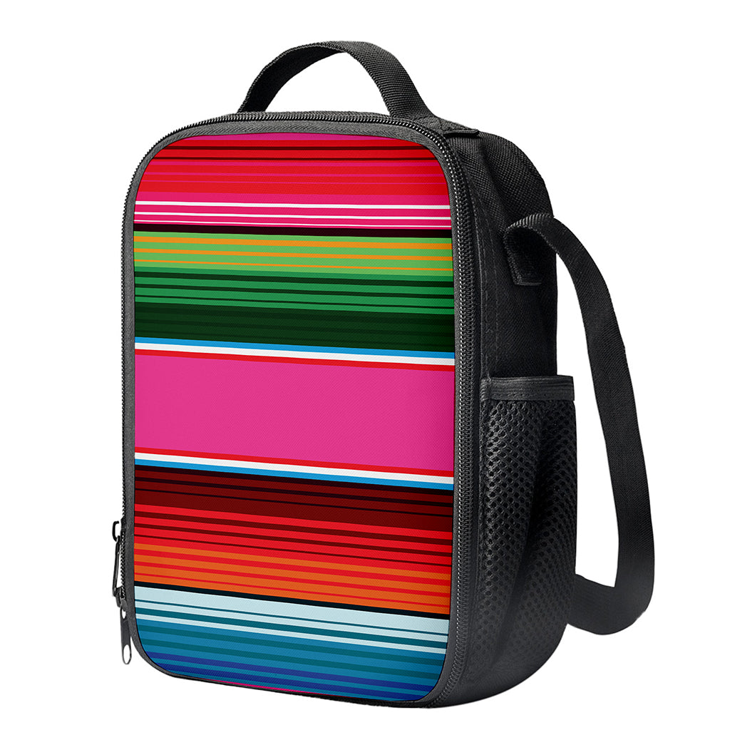 Colorful Mexican Blanket Stripe Print Crossbody Lunch Bag