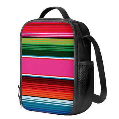 Colorful Mexican Blanket Stripe Print Crossbody Lunch Bag