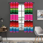 Colorful Mexican Blanket Stripe Print Curtain