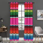 Colorful Mexican Blanket Stripe Print Curtain