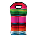 Colorful Mexican Blanket Stripe Print Double Neoprene Wine Tote